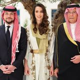 Jordanien Royals: Kronprinz Hussein (JO), Rajwa Khaled bin Musaed bin Saif bin Abdulaziz Al Saif mit ihrem Vater
