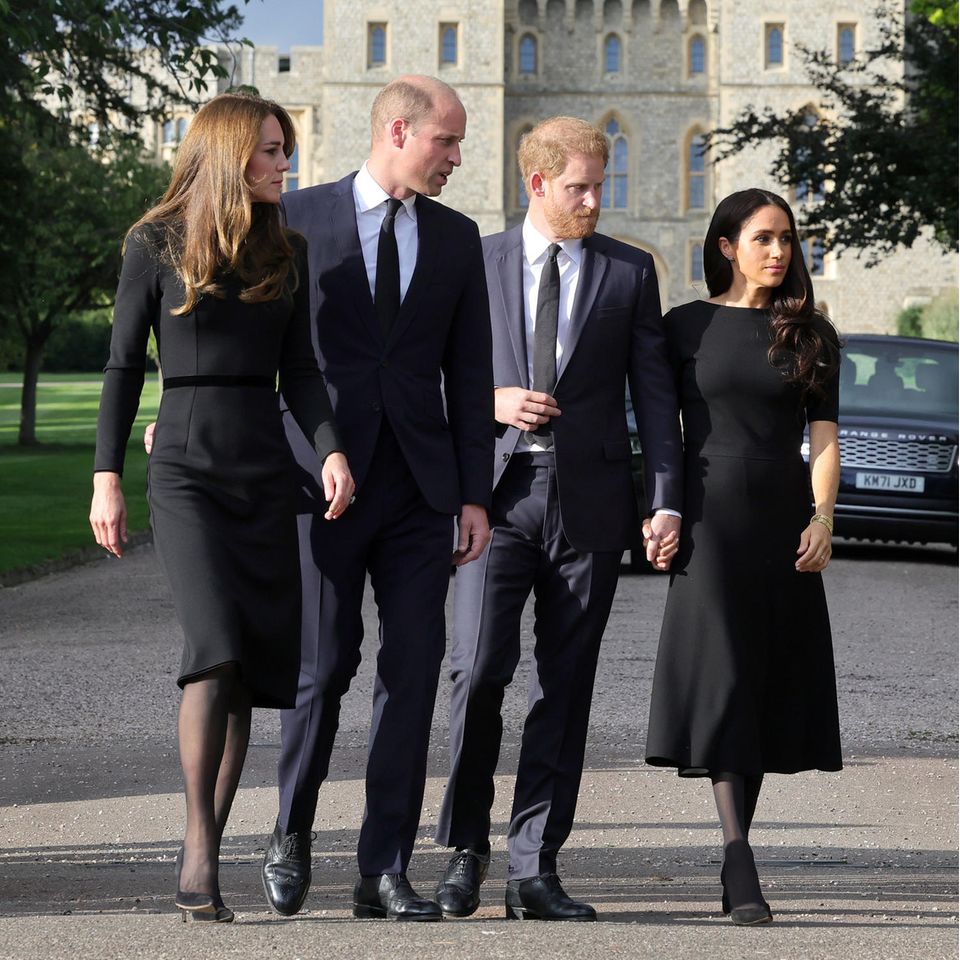 Herzogin Catherine, Prinz William Prinz Harry und Herzogin Meghan trauern gemeinsam