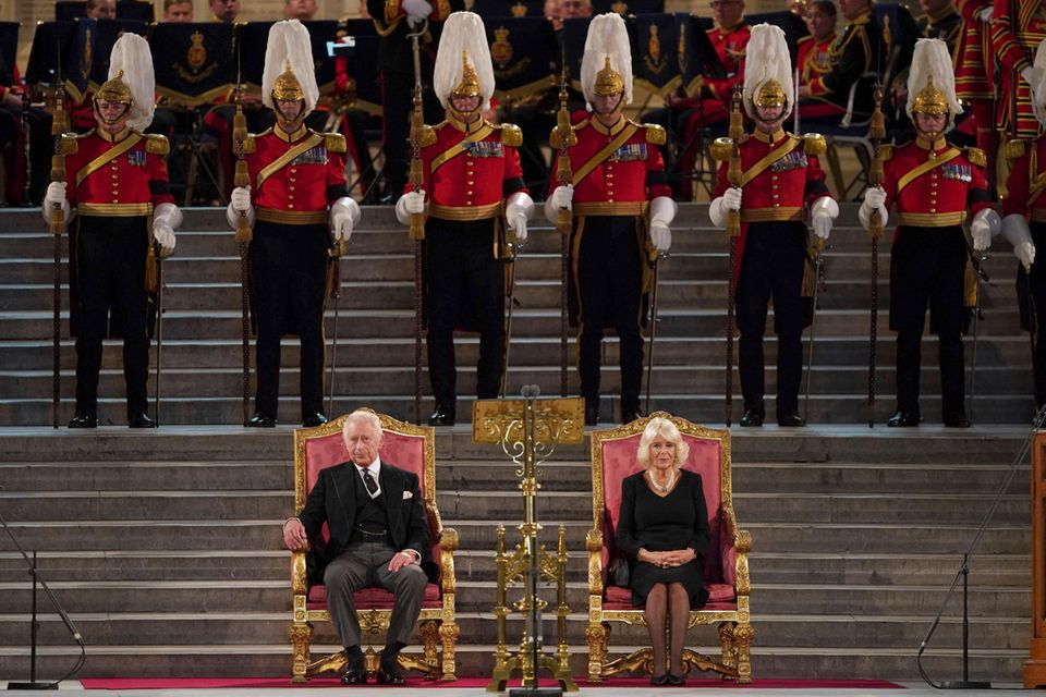 King Charles and Queen Camilla at Westminster Hall on September 12, 2022