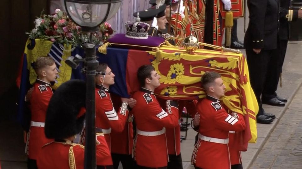 The Queen's coffin leaves Westminster Hall