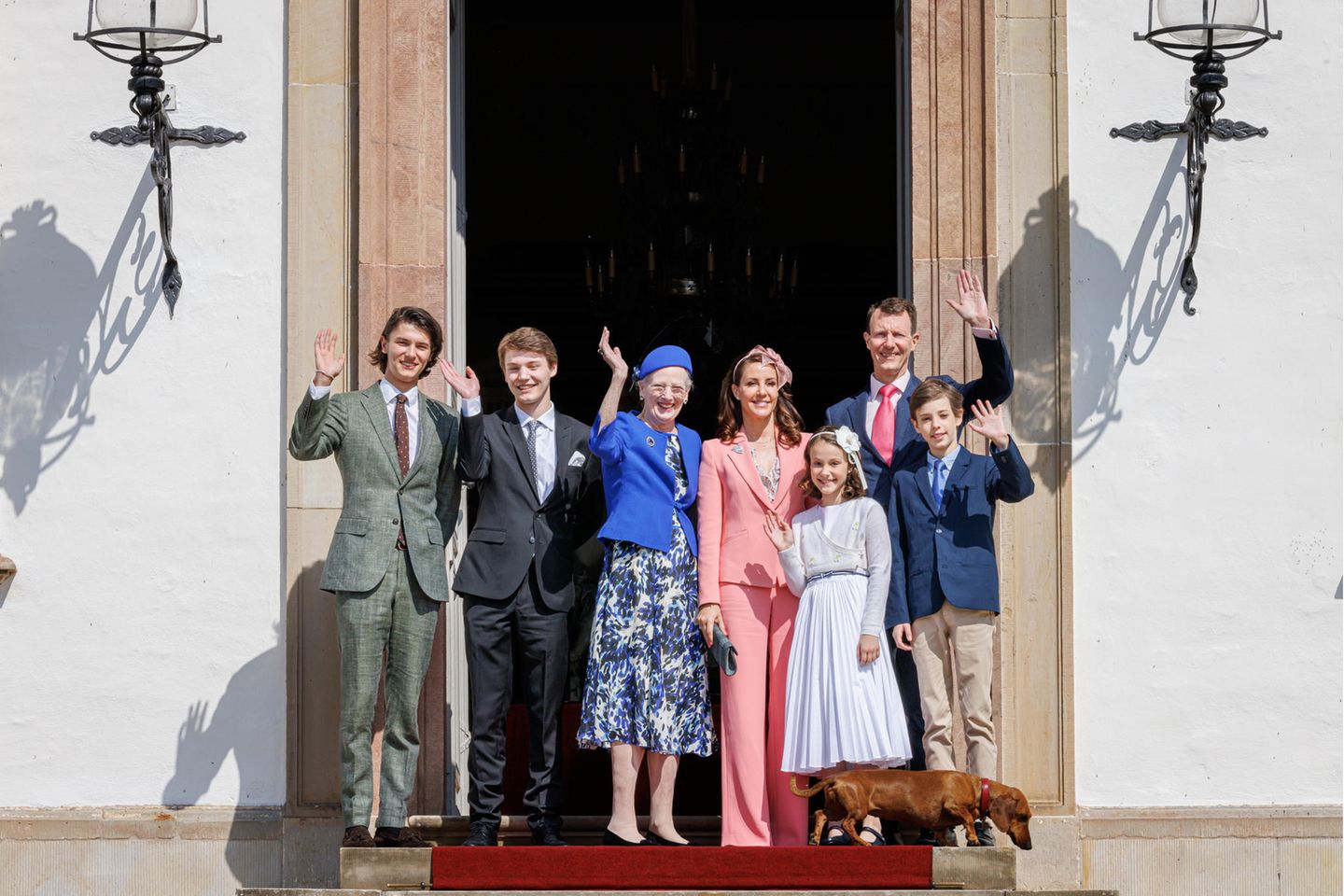Prinz Nikolai, Prinz Felix, Königin Margrethe, Prinzessin Marie, Prinzessin Athena, Prinz Joachim und Prinz Henrik