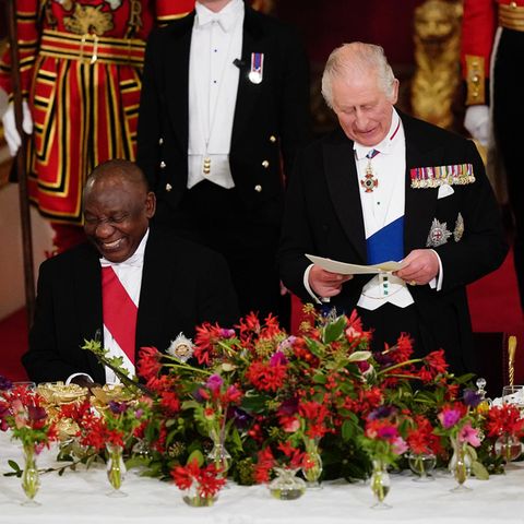 König Charles und Präsident Cyril Ramaphosa, beim Staatsbankett im Buckingham Palast im Rahmen des Staatsbesuchs des Präsidenten von Südafrika in Grossbritannien.