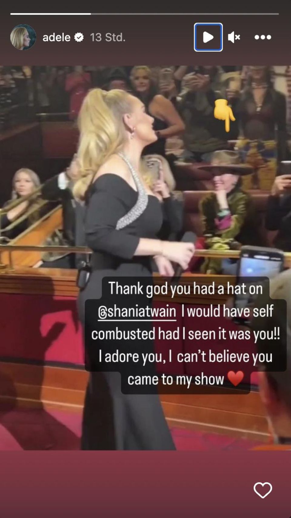 Adele postete diesen Screenshot mit Shania Twain auf Instagram