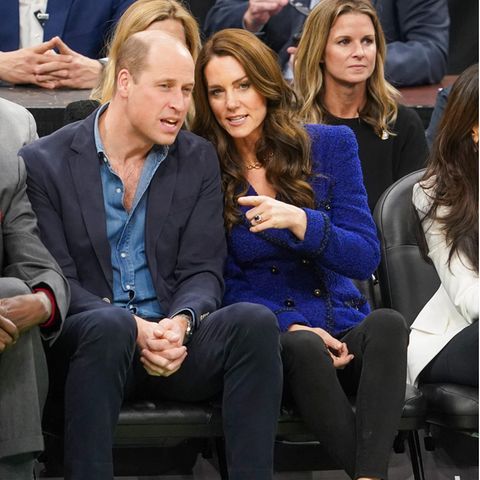 Catherine, Princess of Wales und Prinz William schauen sich ein Basketballspiel der Boston Celtics gegen die Miami Heat in der NBA im TD Garden an. 