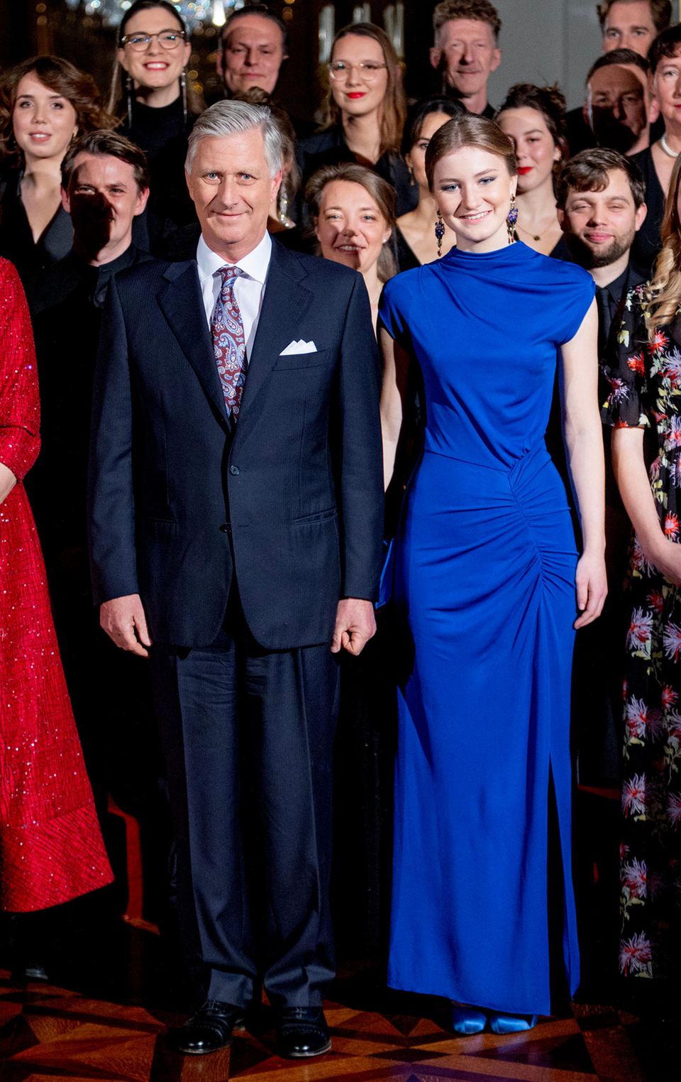 König Philippe und Prinzessin Elisabeth beim jährlichen Weihnachtskonzert 2022 im Königlichen Schloss in Brüssel.