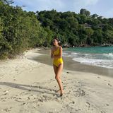 Eine Royal, die immer wieder private Schnappschüsse von sich am Strand postet, ist Alessandra von Hannover. Die Frau von Prinz Christian urlaubt gerade in der Karibik und liefert Inspiration für den nächsten Strand-Urlaub. Ganz oben auf unserer Beach-Shopping-Liste: Ein asymmetrischer Badeanzug in der Farbe Gelb. 