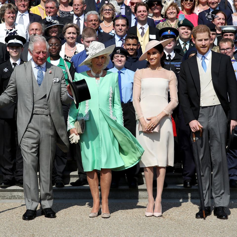 König Charles, Königin Camilla, Herzogin Meghan und Prinz Harry