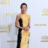 Michelle Yeoh fransiger Schiaparelli-Look hat nicht jedem gefallen, gewagt ist das Red-Carpet-Outfit aber ohne Frage.