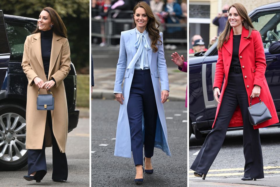 Auch Kate scheint ihre "Uniform" gefunden zu haben, trägt bei ihren Auftritten meist lange, elegant geschnittene Mäntel und weite Hosen. 