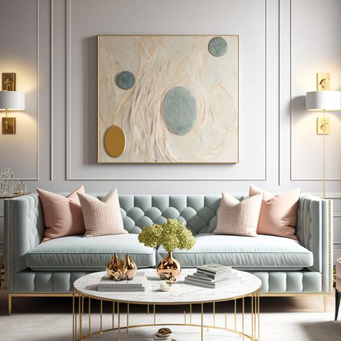 Wohnzimmer in harmonierenden Pastellfarben: 60-30-10-Regel: Dieser Interior-Trick bringt Farbe in Ihr Zuhause