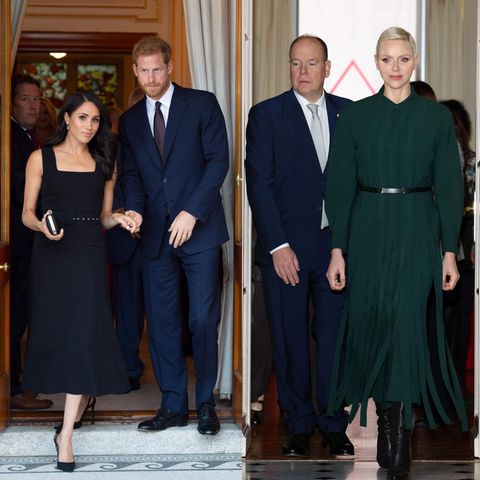 Herzogin Meghan, Prinz Harry, Fürst Albert und Fürstin Charlène (Montage)