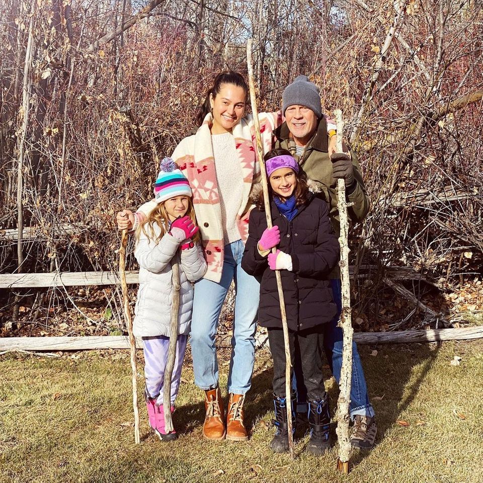 Emma und Bruce Willis mit ihren beiden Töchtern Evelyn und Mabel