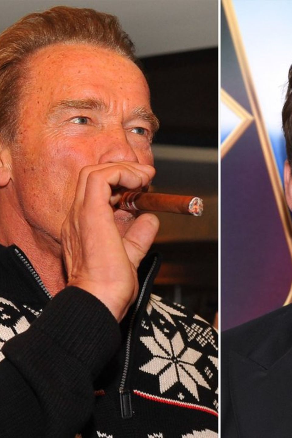 Arnold Schwarzenegger (l.) raucht gerne Zigarre, Schwiegersohn Chris Pratt eher nicht.