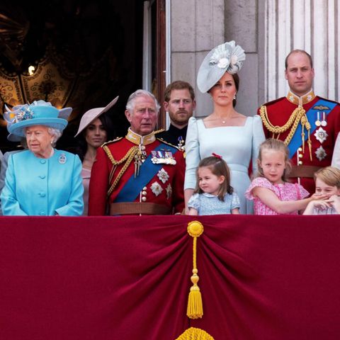 Die britischen Royals bei der Trooping the Colour Parade im Jahr 2019