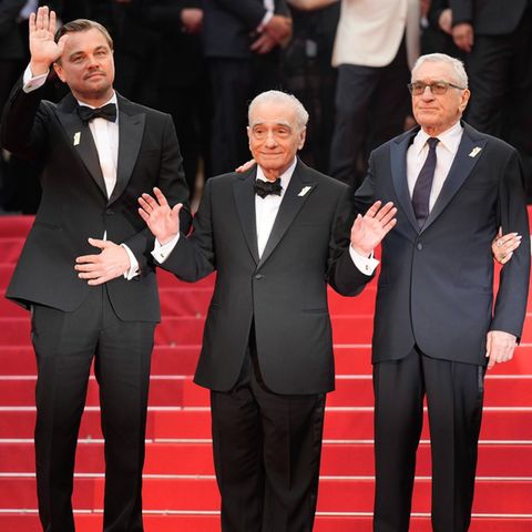 Hollywood-Geschichte auf einem Bild: Martin Scorsese flankiert von Leonardo DiCaprio (li.) und Robert De Niro.
