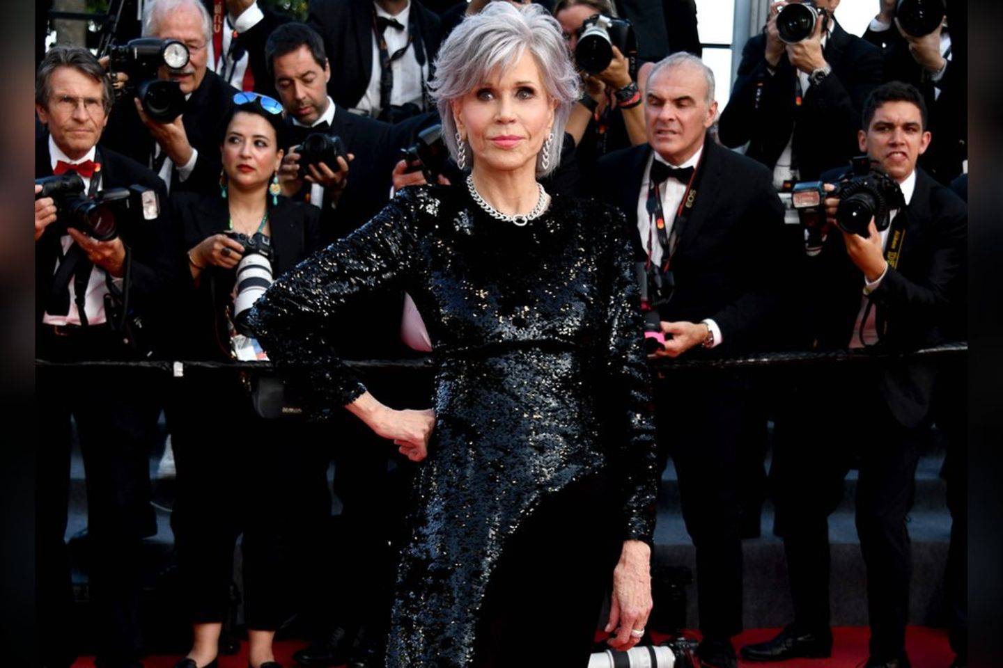 Jane Fonda auf dem roten Teppich in Cannes.