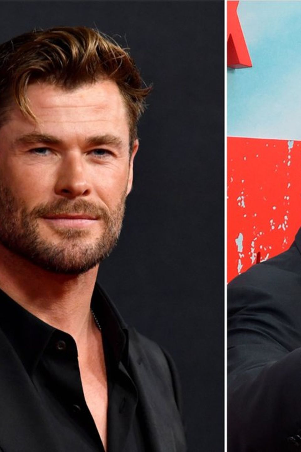 Chris Hemsworth (l.) traf Vorbild Arnold Schwarzenegger.