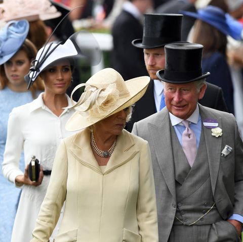 Königin Camilla und König Charles mit Herzogin Meghan und Prinz Harry bei Royal Ascot 2018