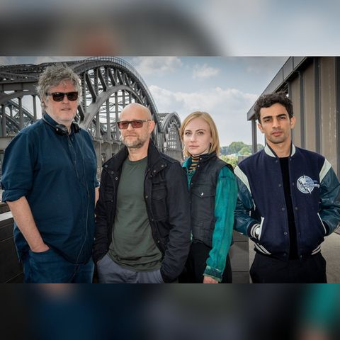 Die Protagonisten der TV-Serie "Informant": v.l.n.r.: Regisseur Matthias Glasner, Jürgen Vogel, Elisa Schlott und Ivar Wafaei.
