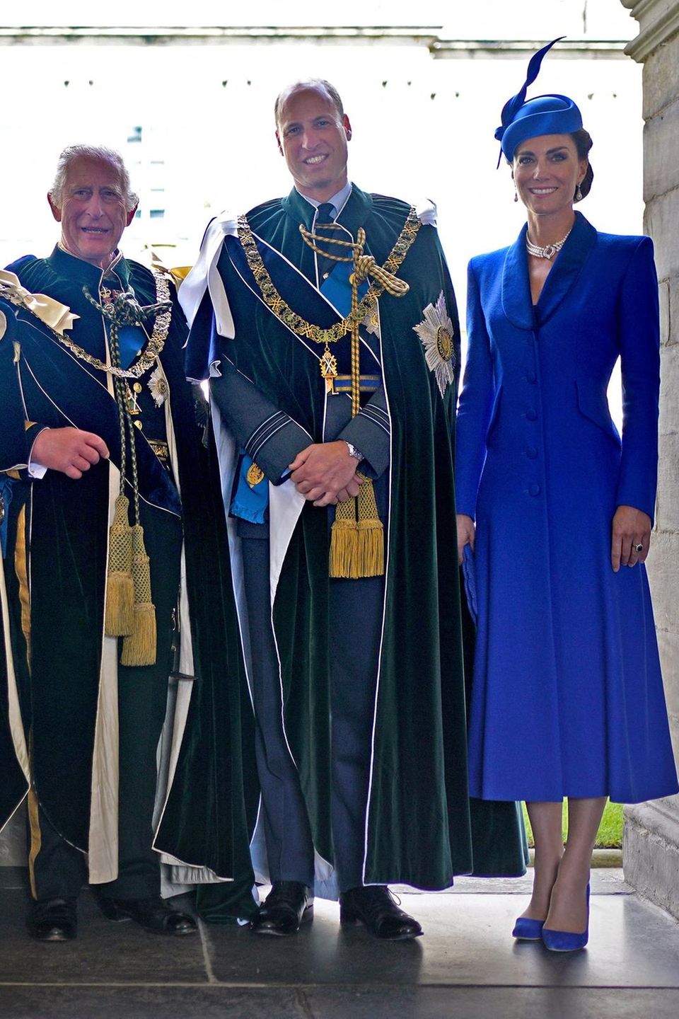 Königin Camilla, König Charles, Prinz William und Catherine, Princess of Wales