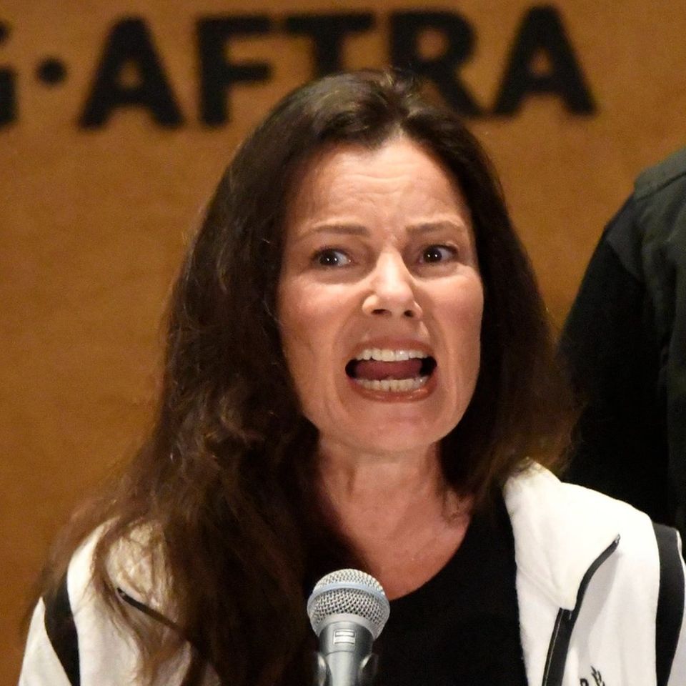 Schauspielerin und Gewerkschafts-Chefin Fran Drescher bei ihrer Rede zum Hollywood-Streik am 13. Juli 2023.