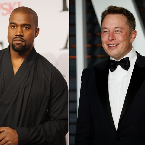Elon Musk (r.) stellt das X-Konto - früher Twitter - von Kanye West wieder her.