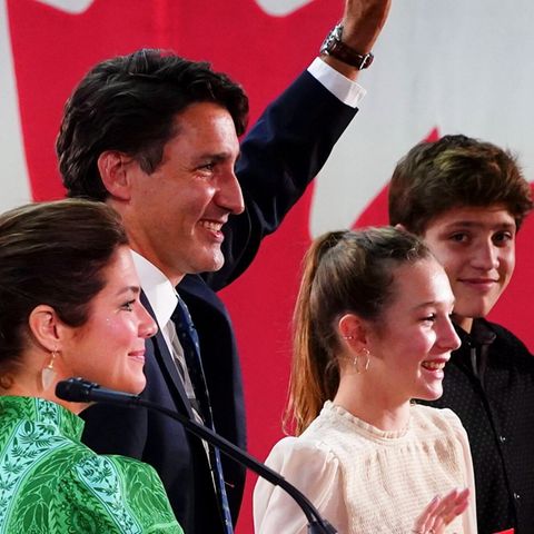 Kanadas Premierminister Justin Trudeau mit seiner Noch-Ehefrau Sophie Gregoire Trudeau und den beiden älteren Kindern Xavier u