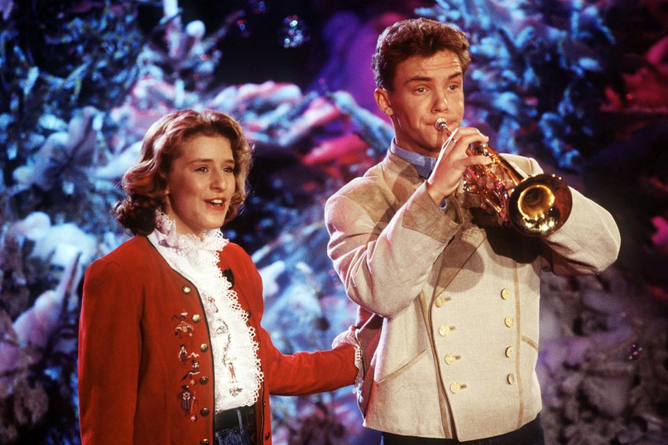 Stefanie Hertel und Stefan Mross bei einem Auftritt in der Sendung "Wenn die Musi spielt" im Jahr 1998.  