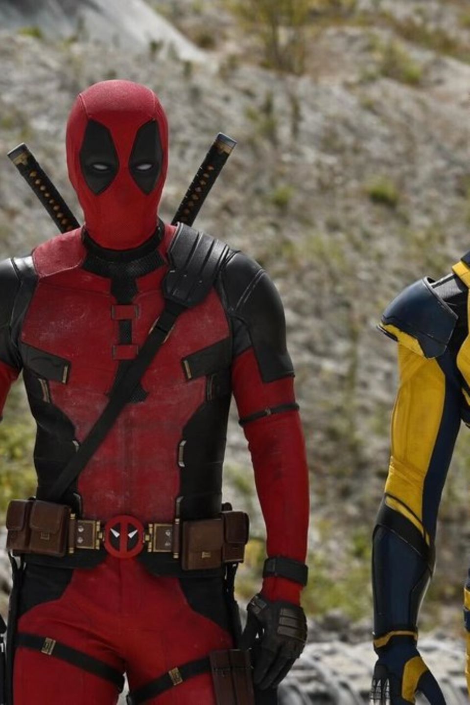 Hugh Jackman (r.) als Wolverine auf dem ersten Bild zu "Deadpool 3".