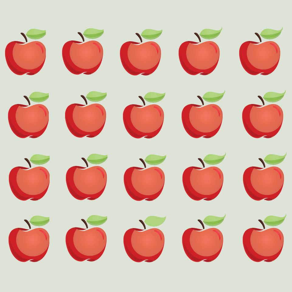 Suchbild: Welcher Apfel tanzt hier aus der Reihe?