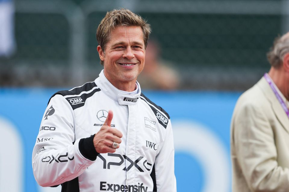 Brad Pitt während des Formula 1 Aramco British Grand Prix 2023