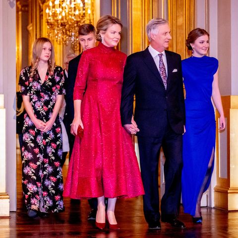 Königin Mathilde und König Philippe mit Prinzessin Eléonore, Prinz Emmanuel und Kronprinzessin Elisabeth