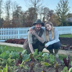 Familie Beckham: David und Harper im Gemüsebeet
