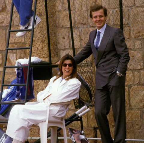 April 1988 Matchball! Prinzessin Caroline und Stefano Casiraghi beobachten ein Tennisspiel während der Monte Carlo Masters.