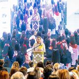 Bei der Eröffnung der Fintech Konferenz hält Königin Máxima eine Rede. 