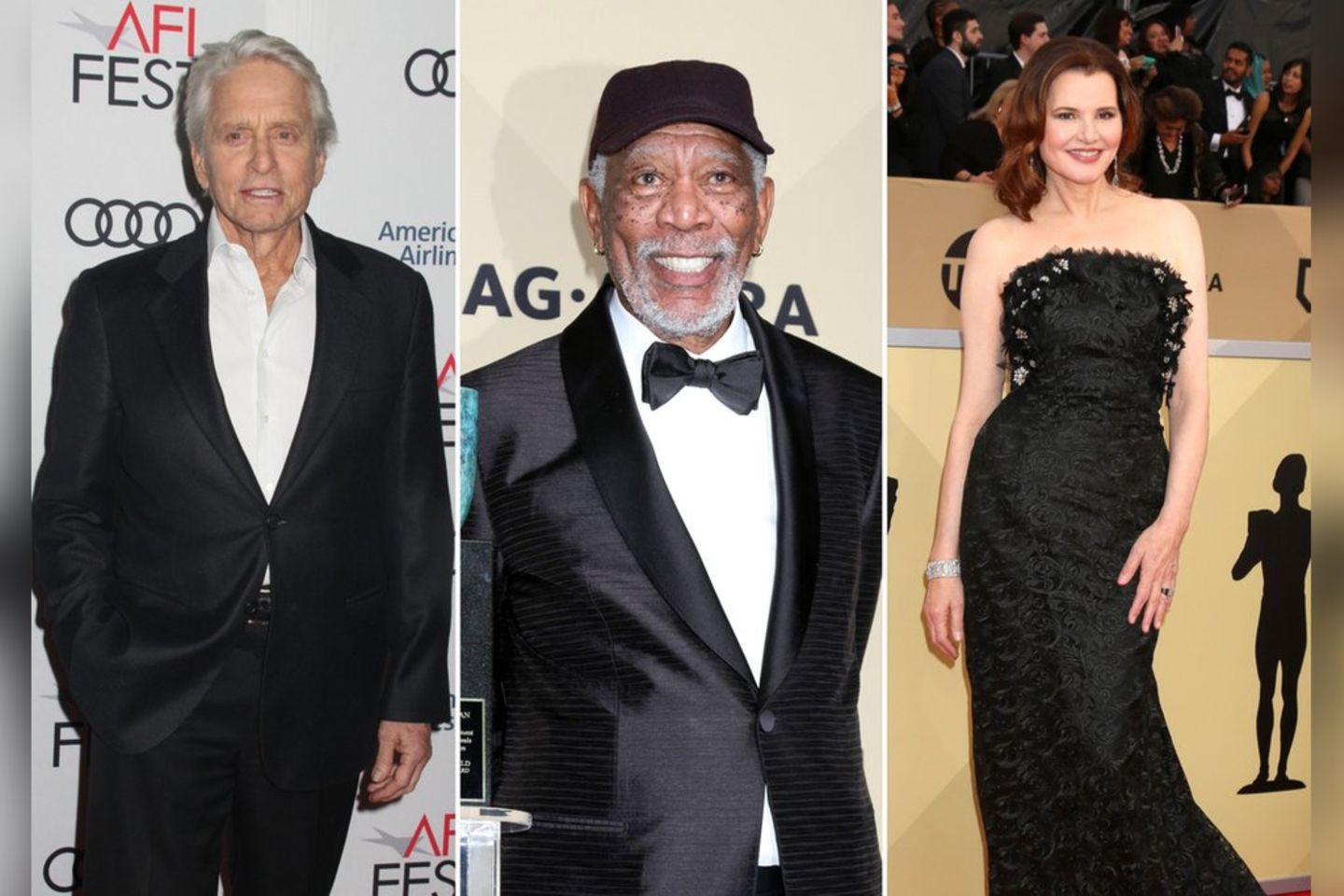 Die Filmpräsidenten Michael Douglas, Morgan Freeman und Geena Davis (v.l.n.r.) werden zu Beratern für US-Präsident Joe Biden.