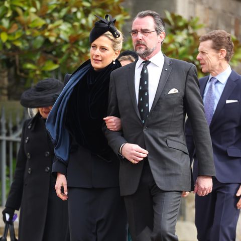 Prinzessin Tatiana und Prinz Nikolaos am 27. Februar 2024 auf dem Weg zum Gedenkgottesdienst für Ex-König Konstantin von Griechenland in Windsor