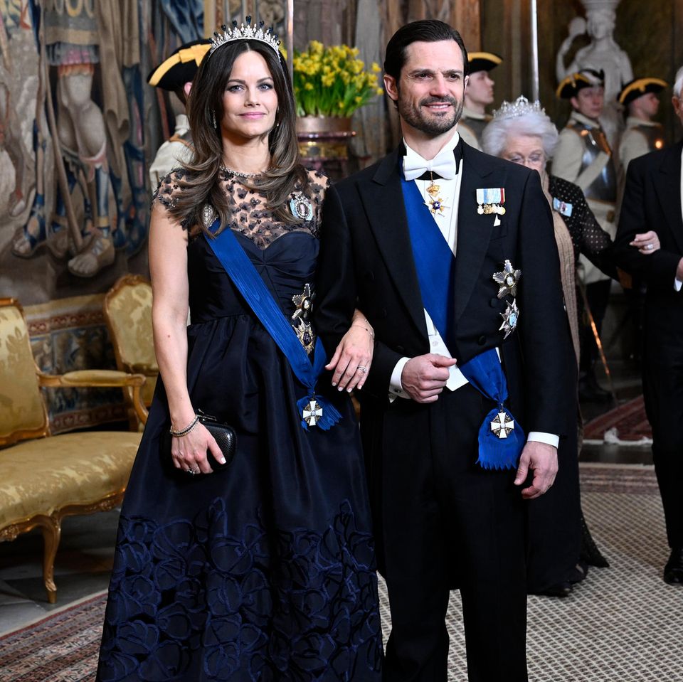 Prinz Carl Philip und Prinzessin Sofia beim Staatsbankett im Königlichen Schloss.
