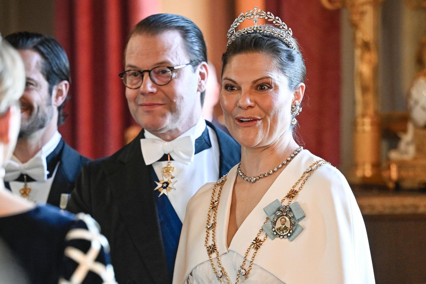 Prinz Daniel und Prinzessin Victoria beim Staatsbankett in Schweden für das finnische Präsidentenpaar.