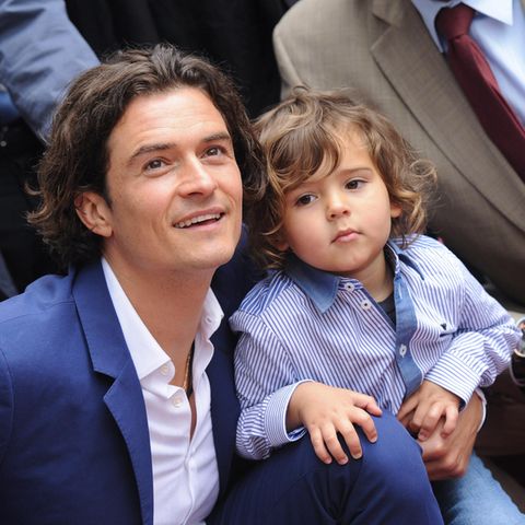 Orlando Bloom und Sohn Flynn im April 2014