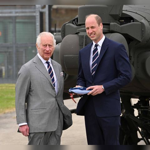 König Charles (l.) übergibt militärische Weihen an Prinz William.