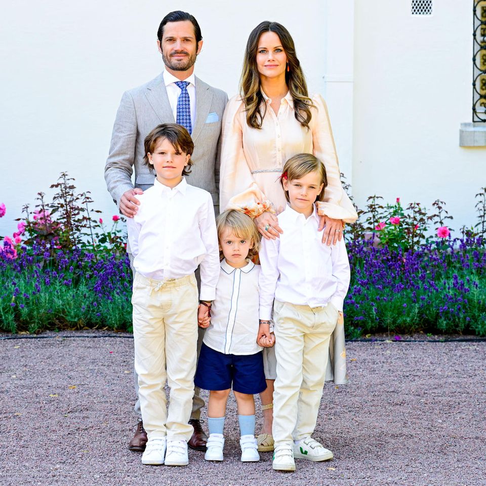 Prince Carl Philip and Princess Sofia with their three sons Prince Alexander, Prince Julian and Prince Gabriel