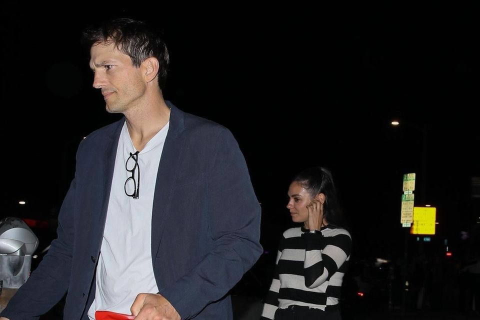 Ashton Kutcher and Mila Kunis leave the luxury Marvin restaurant 