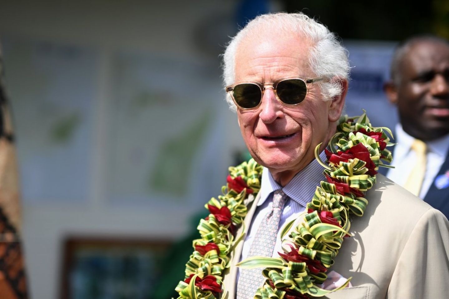 This photo of Charles in Samoa shows William and Kate for their happiness from Samoa.