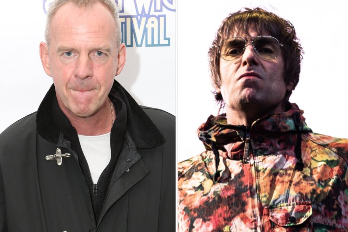 Musician Norman Cook (l.) has received the ticket price from Liam Gallagher and released the band Oasis.