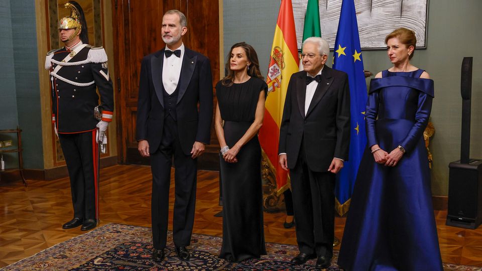 König Felipe, Königin Letizia, Präsident Sergio Mattarella und Tochter Laura Mattarella