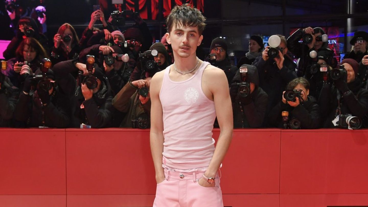 Timothée Chalamet bei der Berlinale: Er erscheint im rosa Outfit zur Premiere