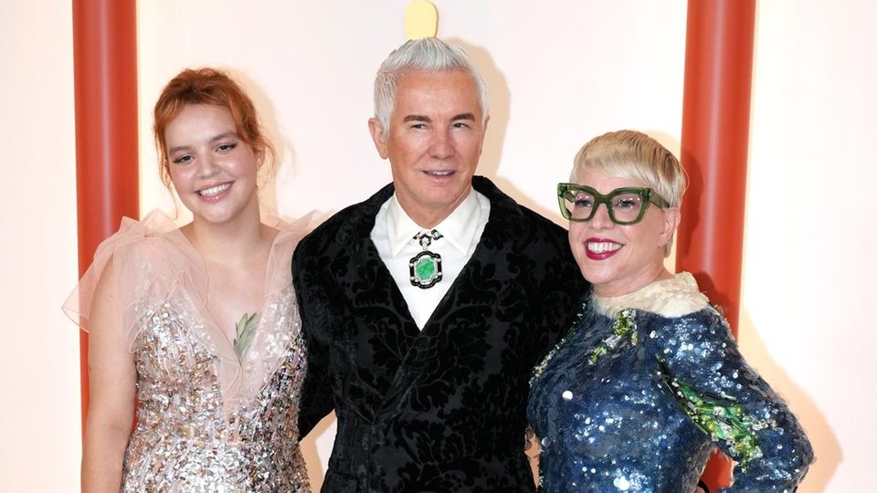 Lillian Luhrmann, Baz Luhrmann und Catherine Martin bei der Oscar-Verleihung 2023