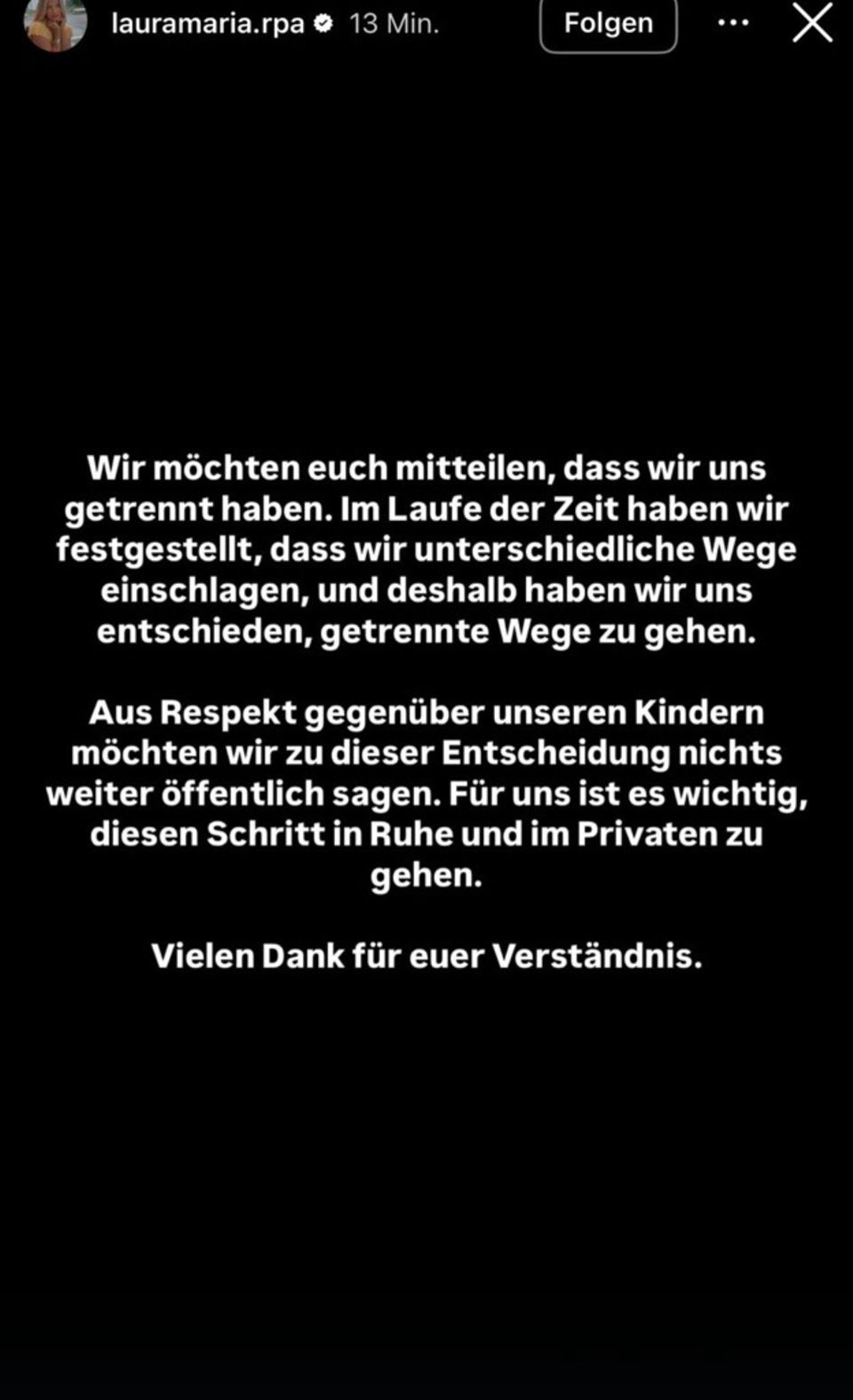 Pietro Lombardi : Laura Maria verkündet Trennung des Paares