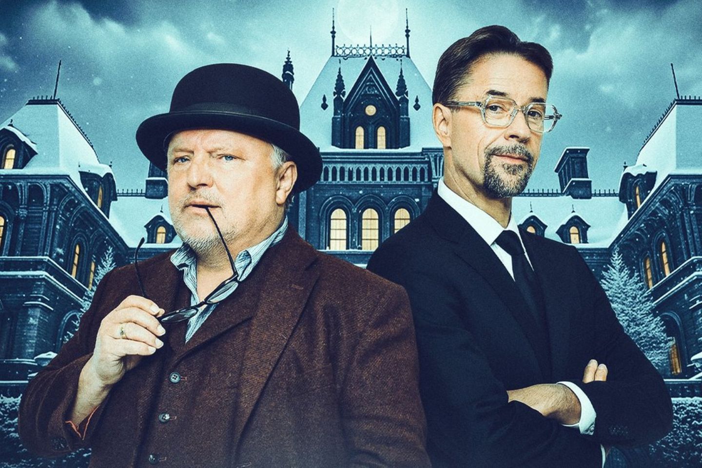 "Tödliches Spiel - Das Live-Krimi-Dinner": Axel Prahl (l.) und Jan Josef Liefers sind die Krimi-Masterminds.